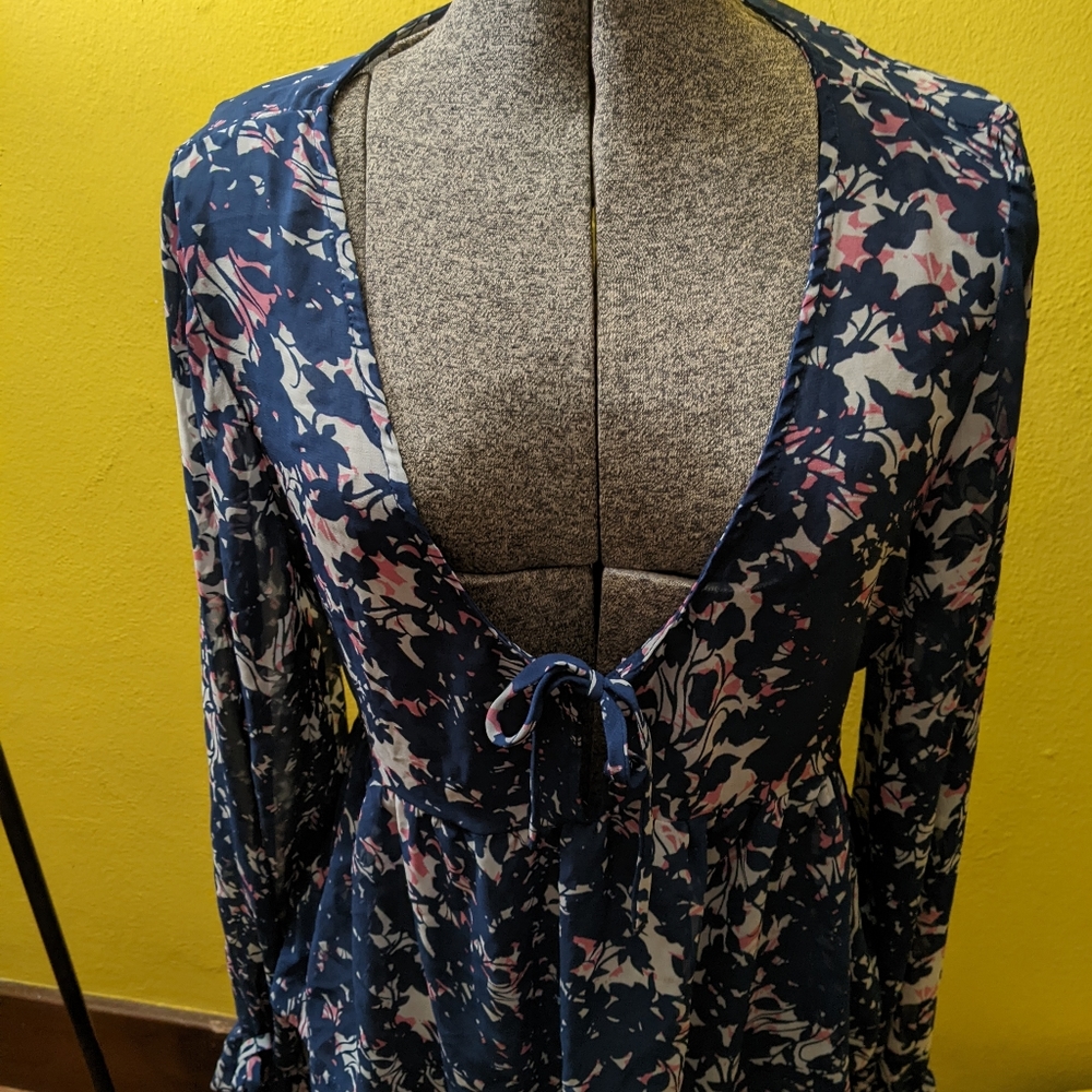 Sheer Floral Print Blouse.